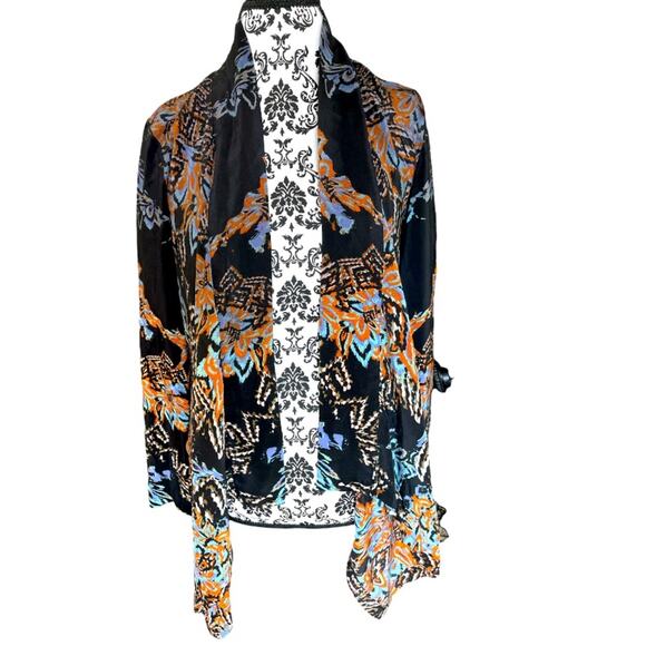 Twelfth Street by Cynthia Vincent Abstract Floral Silk Cardigan Small - Picture 1 of 13